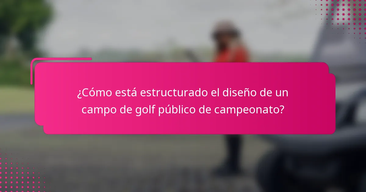 ¿Cómo está estructurado el diseño de un campo de golf público de campeonato?