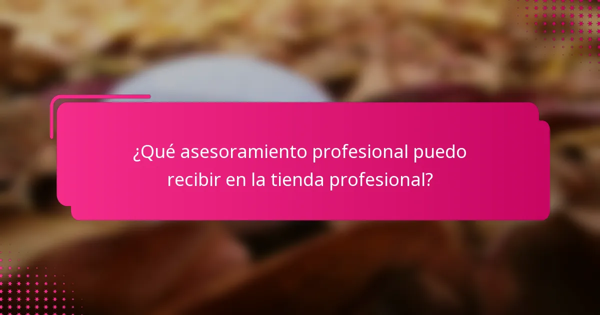 ¿Qué asesoramiento profesional puedo recibir en la tienda profesional?