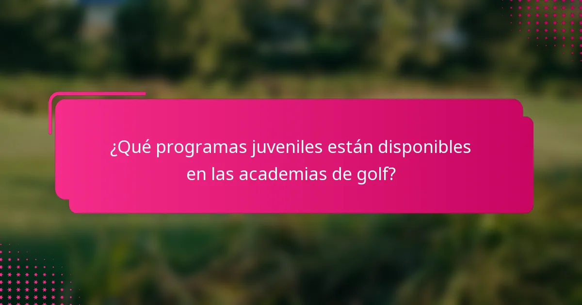 ¿Qué programas juveniles están disponibles en las academias de golf?
