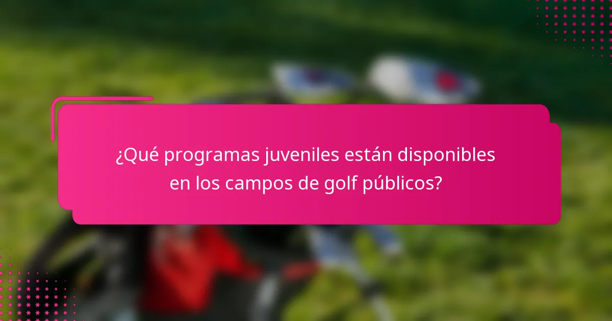 ¿Qué programas juveniles están disponibles en los campos de golf públicos?